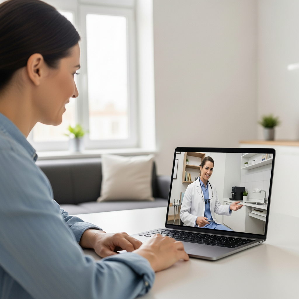 Remote Dental Treatment Plan Consultation Dental Implant USA vs Turkey comparison showing an initial online consultation for a treatment plan.