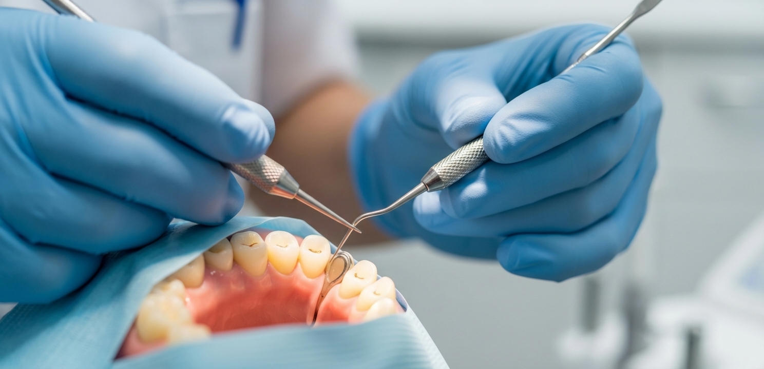 Dental Implants with Gum Disease require treating periodontitis with scaling and root planing.