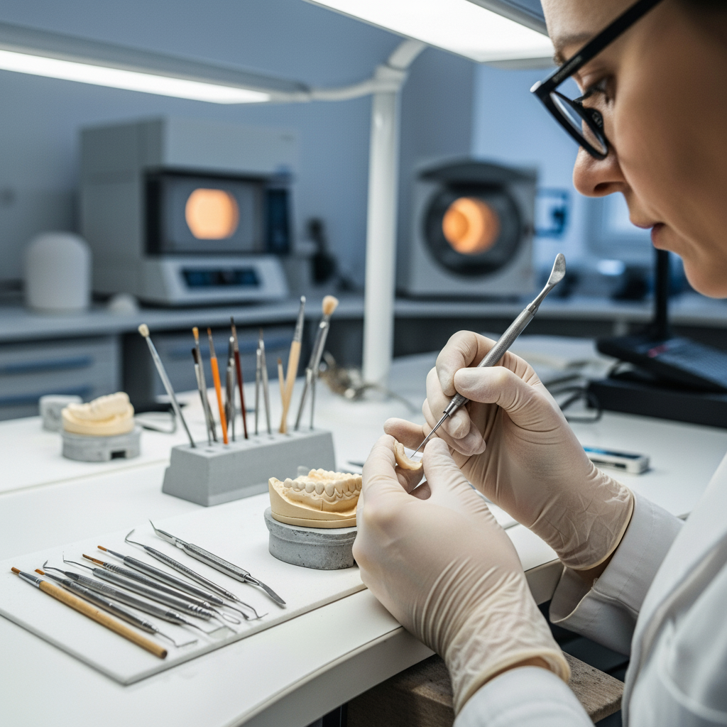 Dental Veneers are meticulously handcrafted by a skilled ceramist in a modern dental laboratory