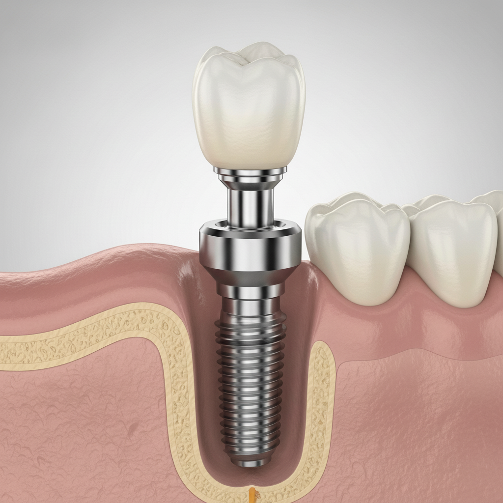 Dental Implant Myths debunked: visualizing the complete prosthetic system with its post, abutment, and crown components.