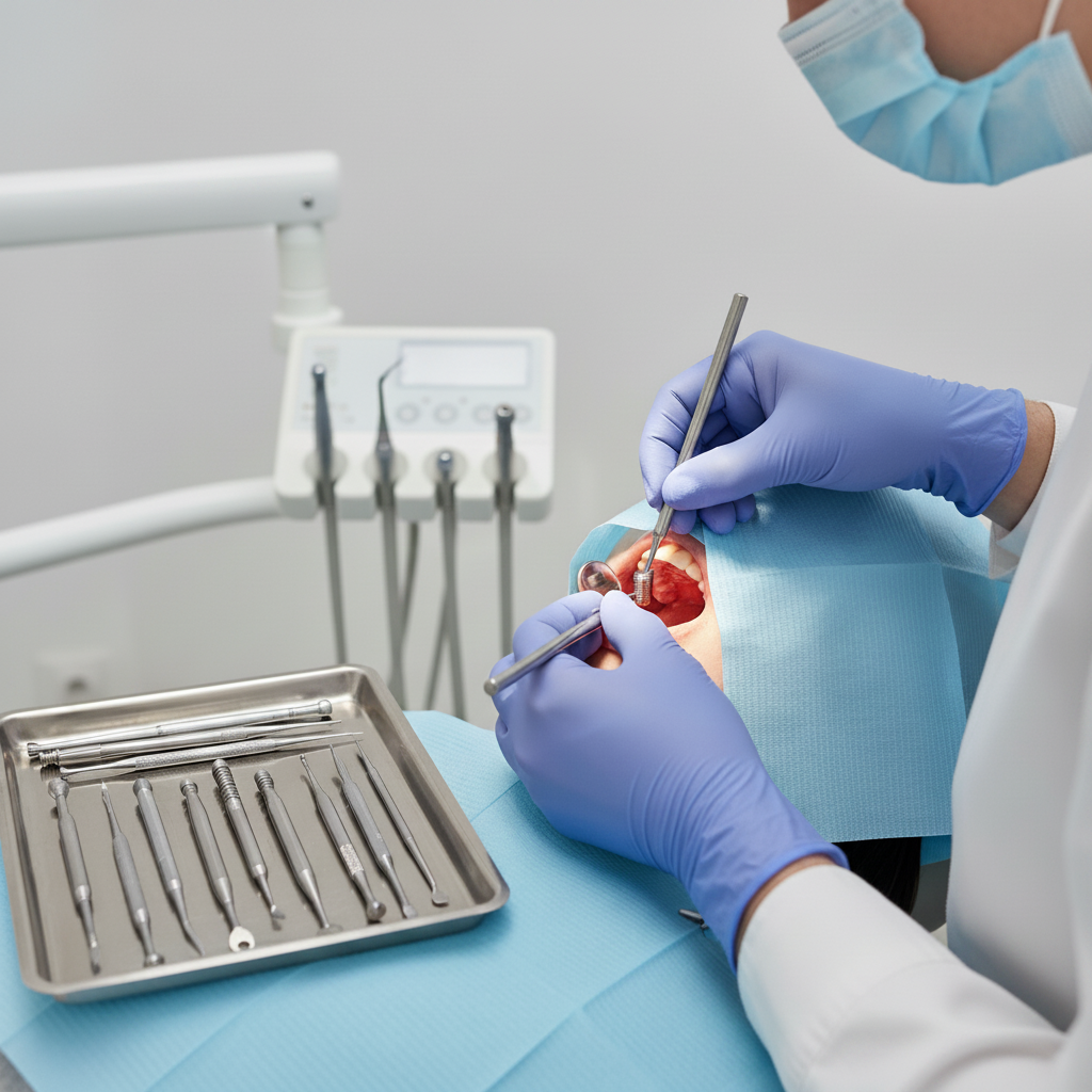 Tooth Extraction and Implant Same Day: Precise placement of a dental implant directly into an extraction socket.
