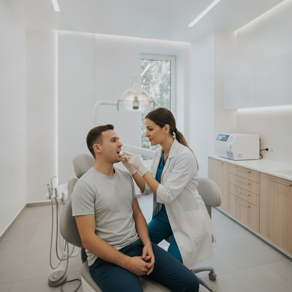 Smile Makeover Turkey Cost: Patient and dentist in a modern clinic discussing a personalized treatment plan.