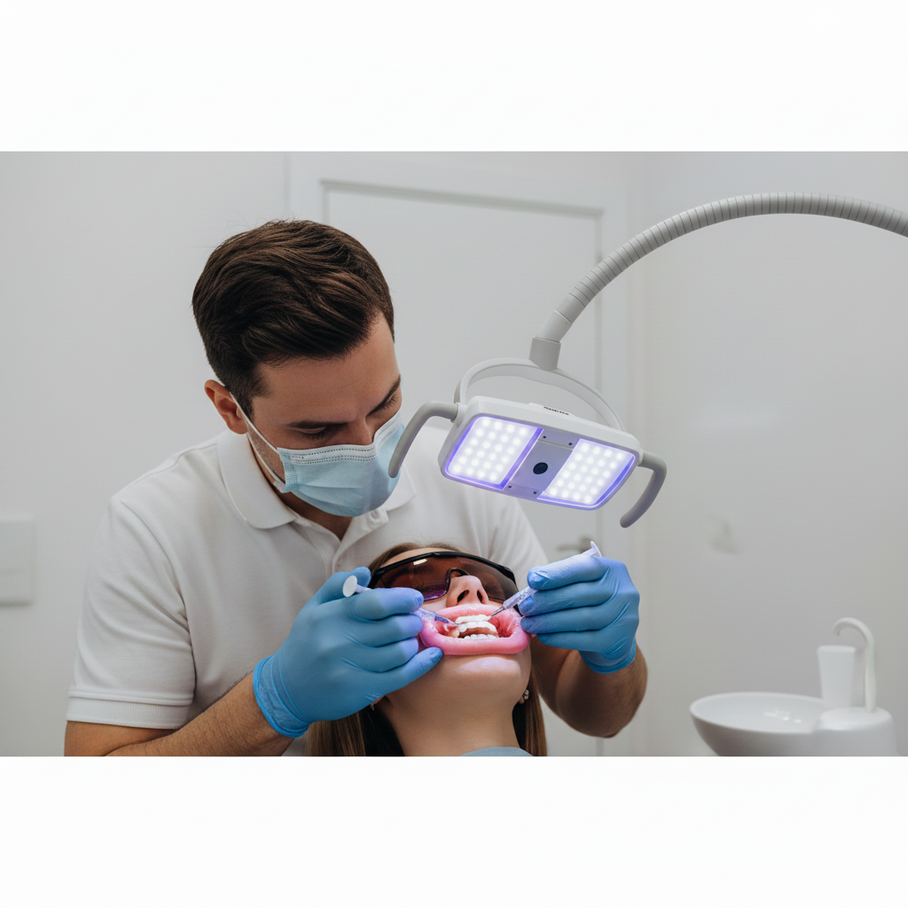 Professional teeth whitening application in dental clinic Teeth Whitening Turkey Cost is influenced by procedures like professional in-office gel application with light