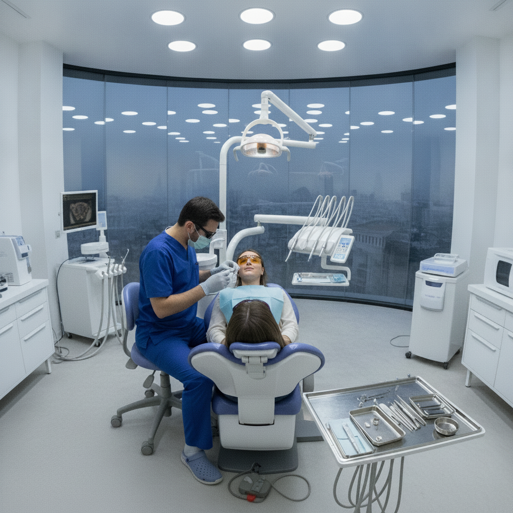 Modern dental clinic crown placement procedure Dental Crowns in Turkey are expertly placed in advanced clinics, ensuring high-quality restorative treatment and care.