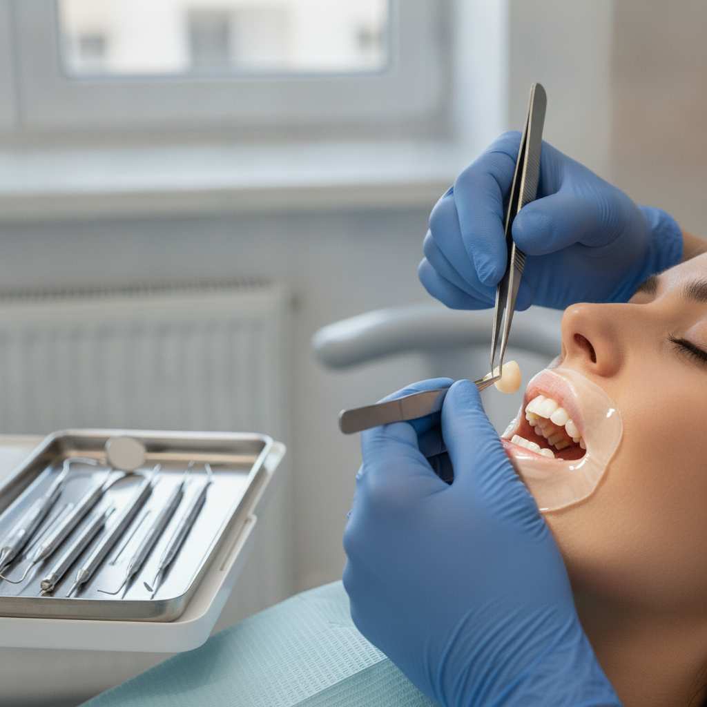Professional Dental Crown Placement Procedure Dental Crowns in Turkey are expertly placed by skilled professionals in modern clinics, ensuring precision and patient comfort.