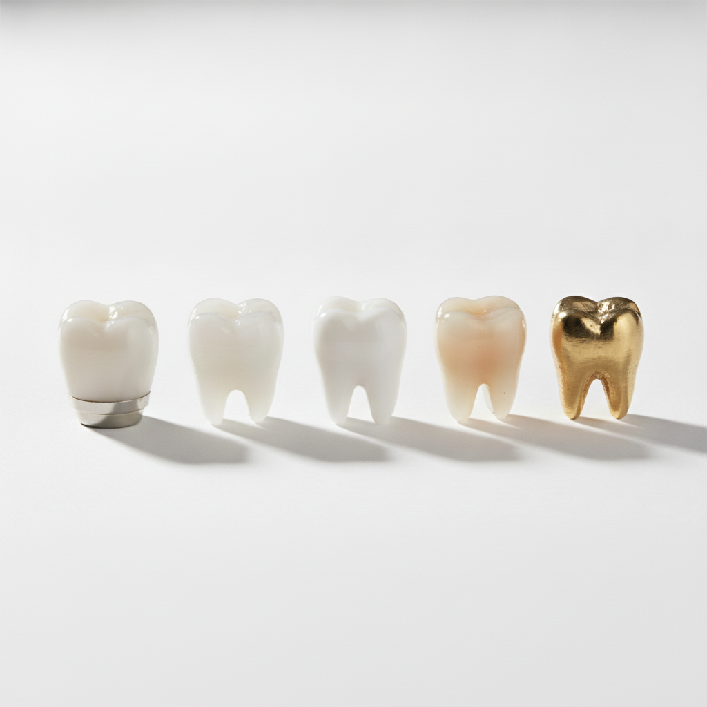 Dental Crowns in Turkey. Exploring various distinct crown material types for diverse dental needs.
