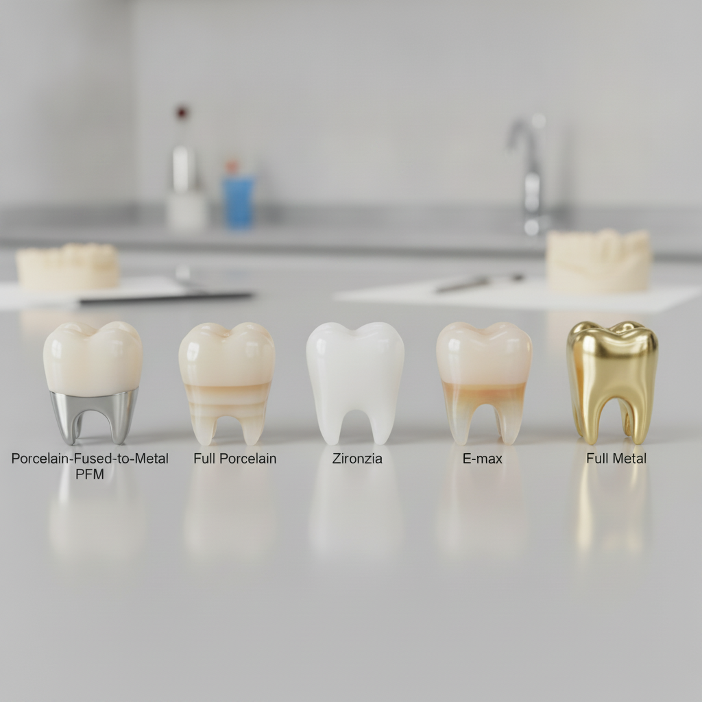 Dental Crowns in Turkey, a visual guide to the different materials used in modern dentistry.