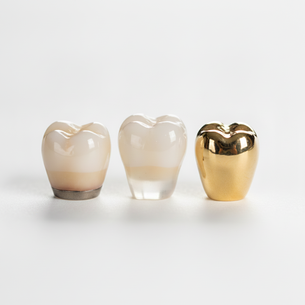 Dental Crowns in Turkey, showing various material types like PFM, all-ceramic, and full metal.
