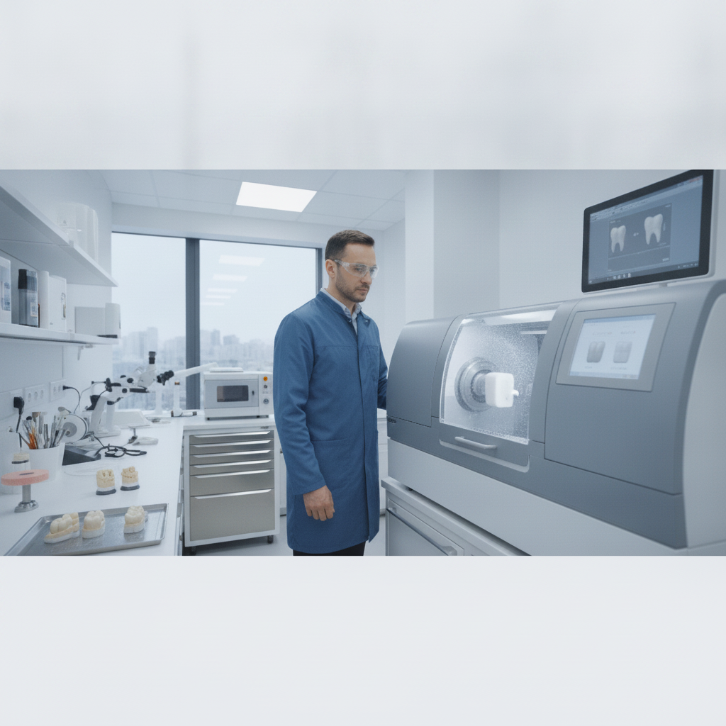 High-Tech Zirconium Crown Fabrication Process Zirconium Crowns Turkey are precisely fabricated using advanced CAD/CAM technology in a modern dental lab.