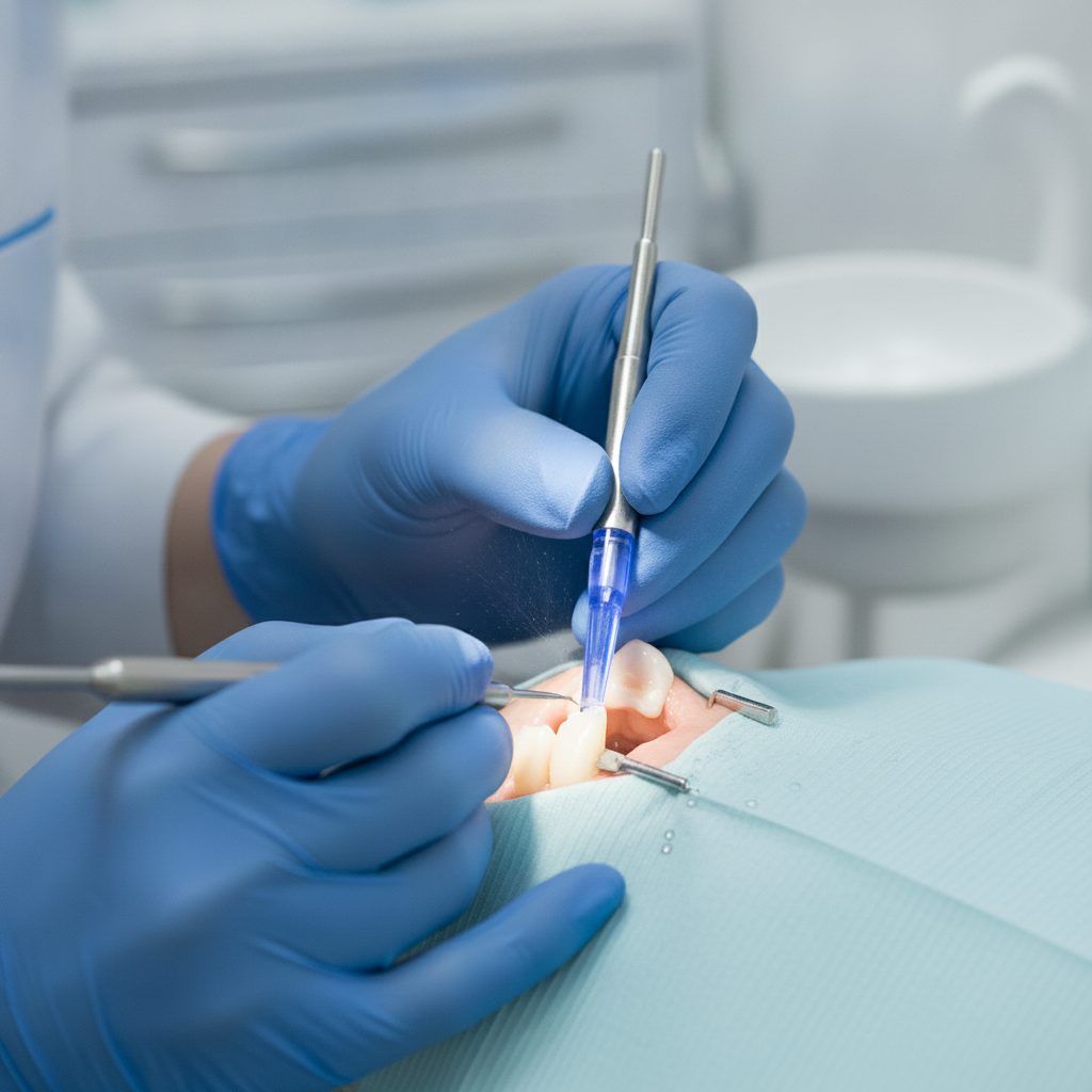 Dental professional performing composite bonding procedure Composite Bonding Turkey, where skilled dentists meticulously apply and sculpt tooth-coloured resin for aesthetic enhancement