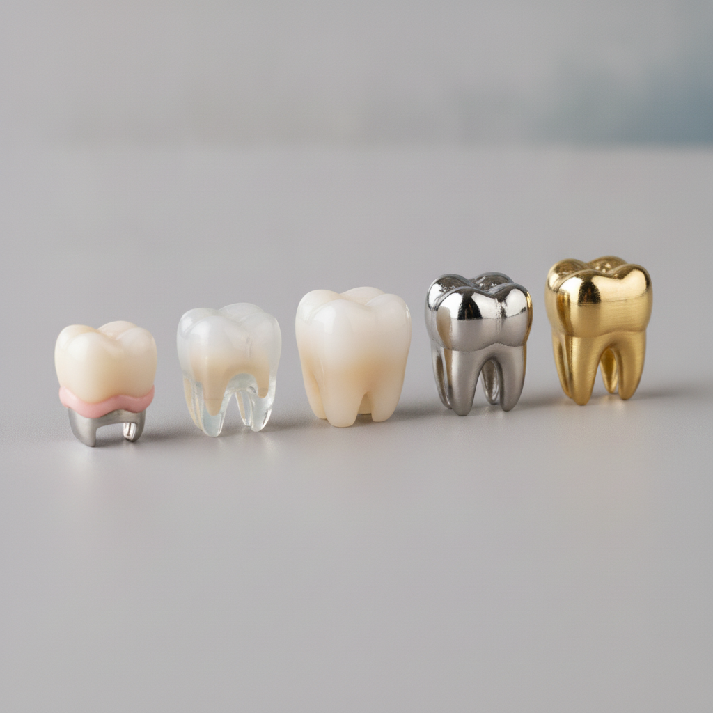 Dental Crowns in Turkey showcasing the diverse types and advanced materials available for patients