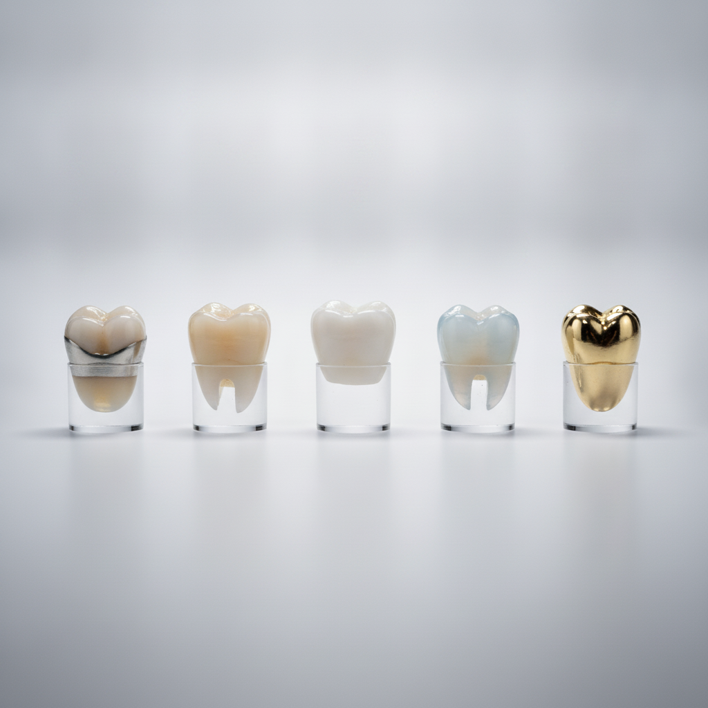 Dental Crowns in Turkey, featuring various types like Zirconia, E-max, and Porcelain-Fused-to-Metal crowns