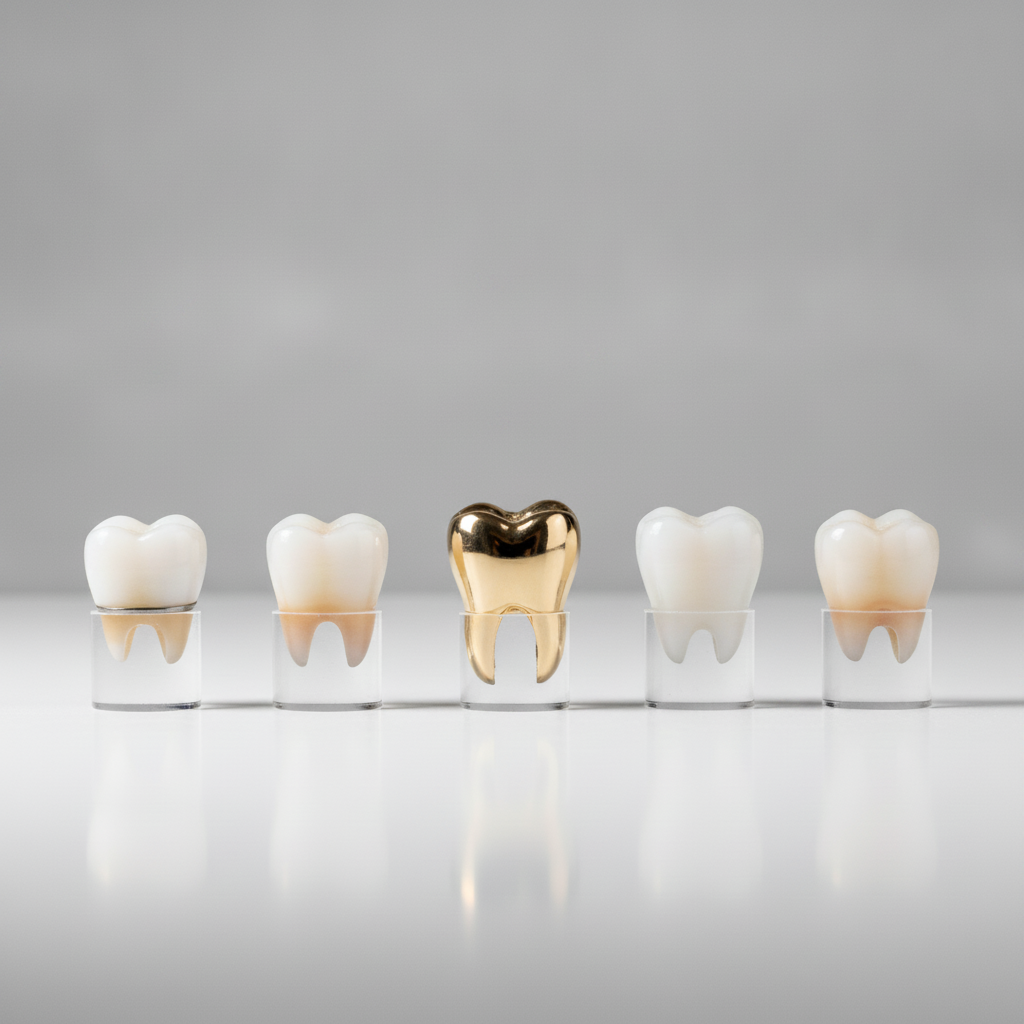 Comparing different dental crown material options Dental Crowns in Turkey, exploring various types made from distinct materials for diverse patient needs.