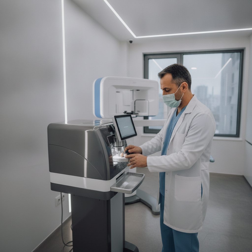 Are Turkish Dentists Qualified, observing a dentist utilizing advanced equipment within a high-tech Turkish dental facility.
