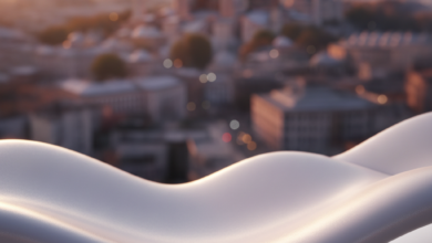A photorealistic image of Istanbul at golden hour, with iconic landmarks like the Hagia Sophia and Blue Mosque blurred in the background, bathed in warm, cinematic light. In the sharp foreground, a smooth, abstract, radiant white surface subtly represents dental perfection and modern care.